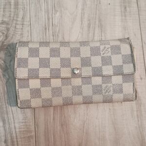Authentic LOUIS VUITTON Damier Azur Portefeuille Sarah Long Wallet
